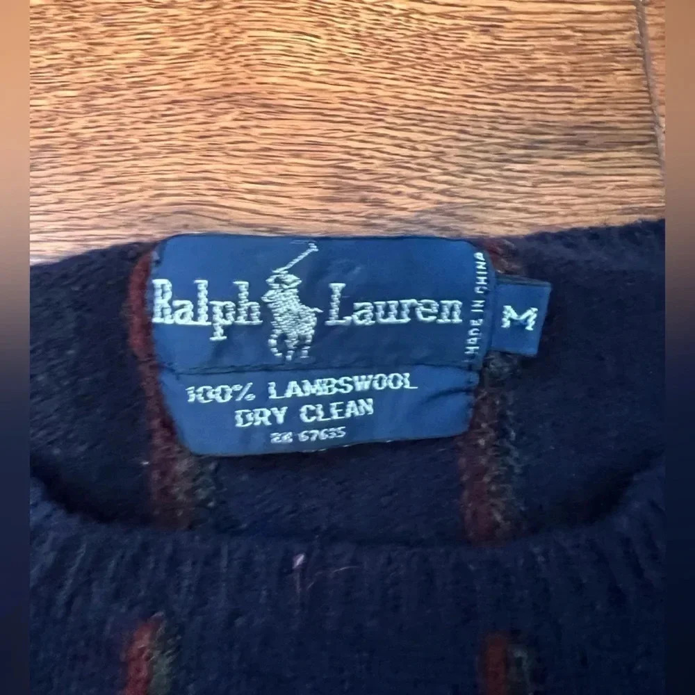 Vtg Polo Ralph Lauren LambsWool Sweater Mens Sz M - Picture 5 of 10